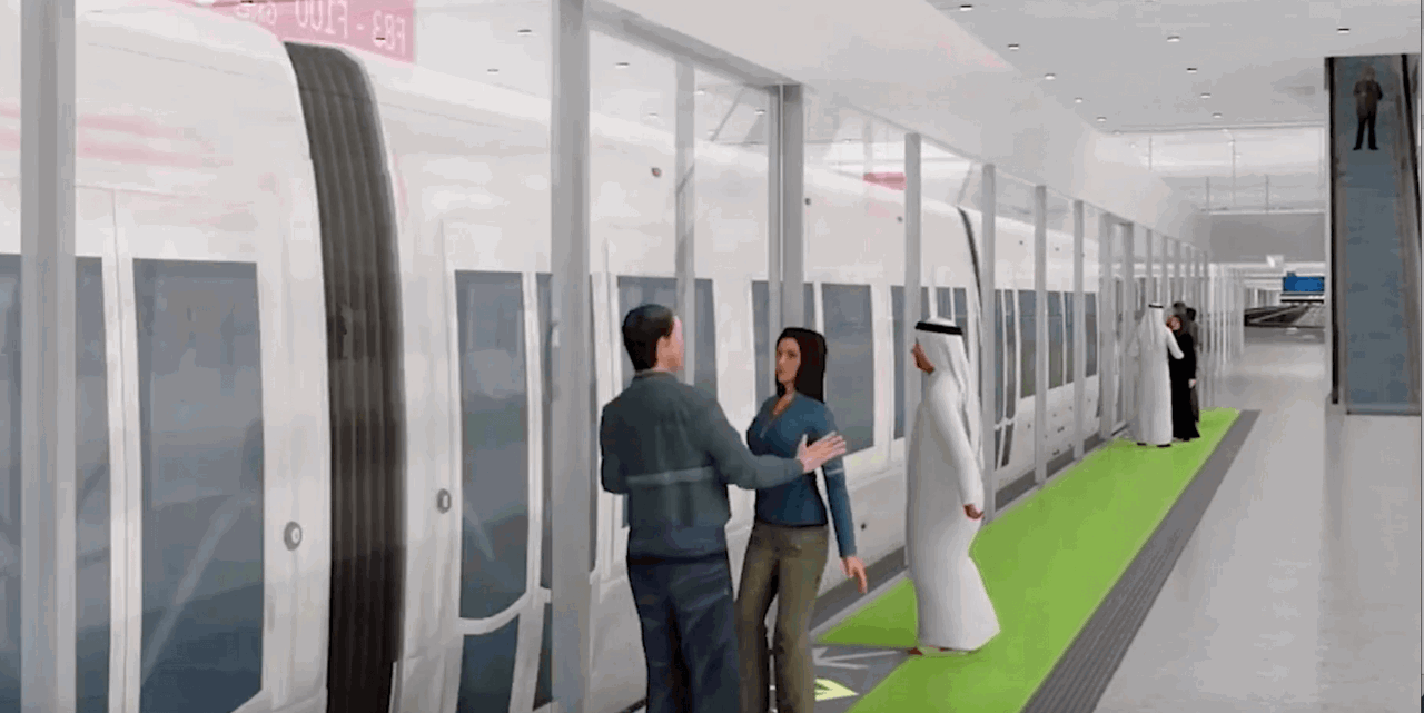 3D visualization of people waiting for the Automated People Mover at DWC 3D visualization of people waiting for the Automated People Mover at DWC