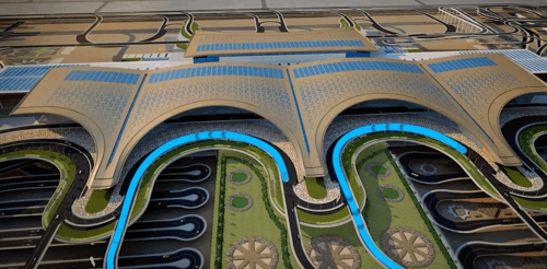 Visualisation of the circular curbside at the West Terminal, highlighted